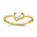 14K Madi K 3-4mm White Button Freshwater Cultured Pearl Heart Ring