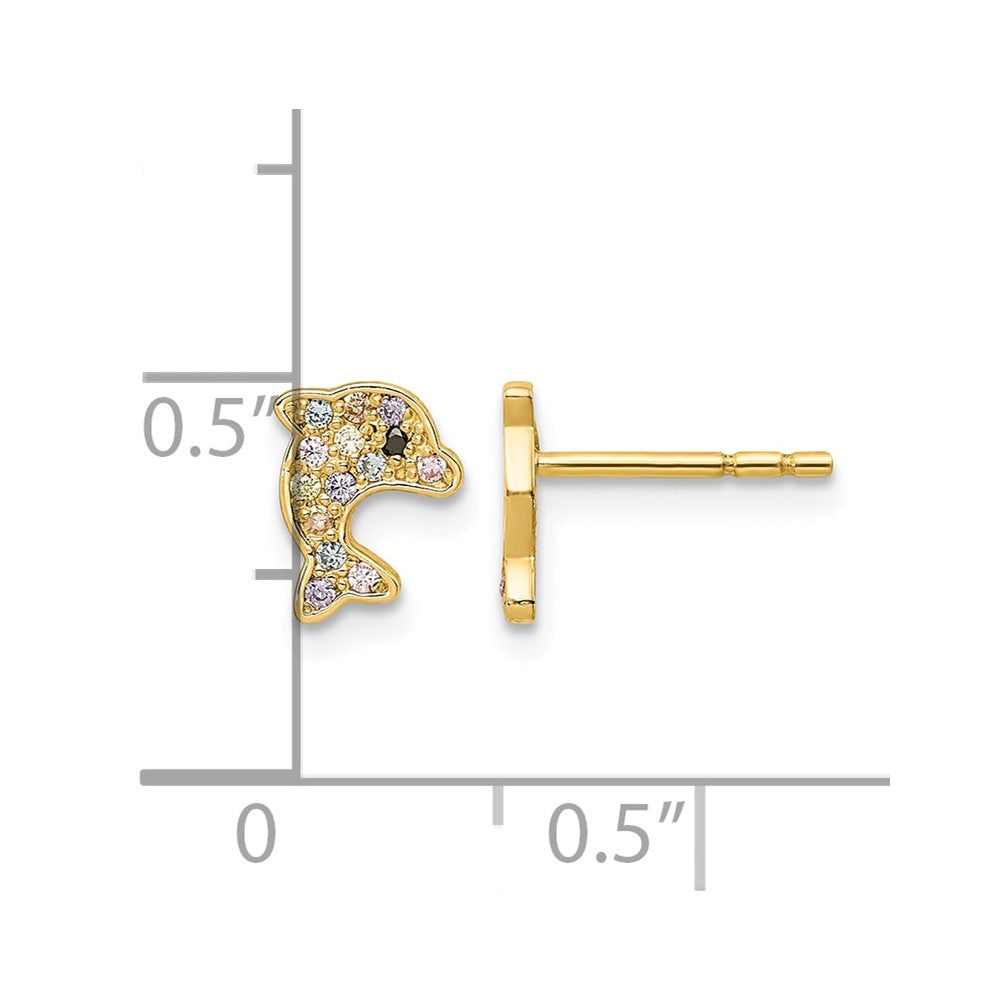 14k Madi K Multi-colored CZ Dolphin Post Earrings