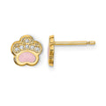 14k Madi K CZ Pink Enamel Paw Post Earrings