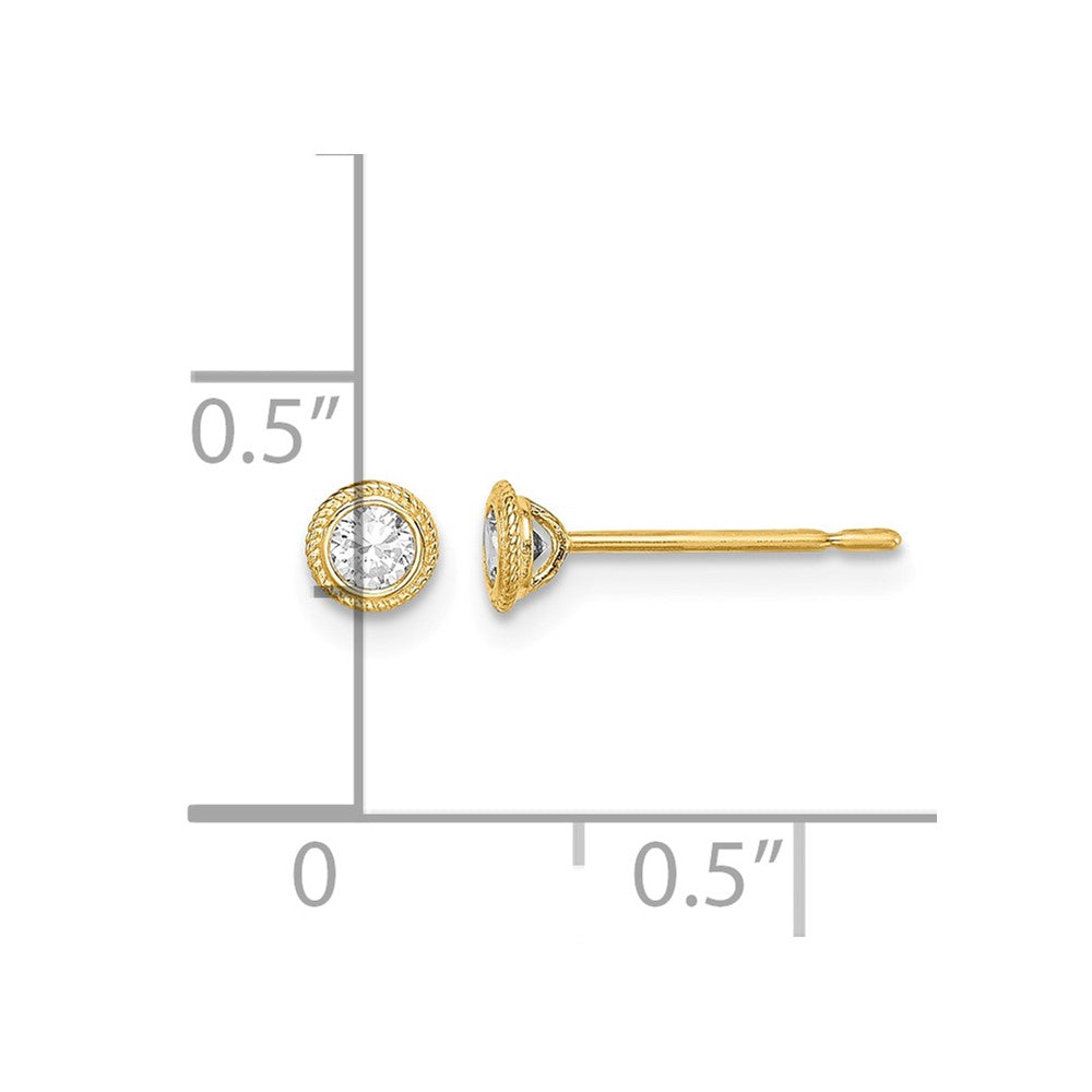 14k Madi K Round CZ Milgrain Bezel Post Earrings