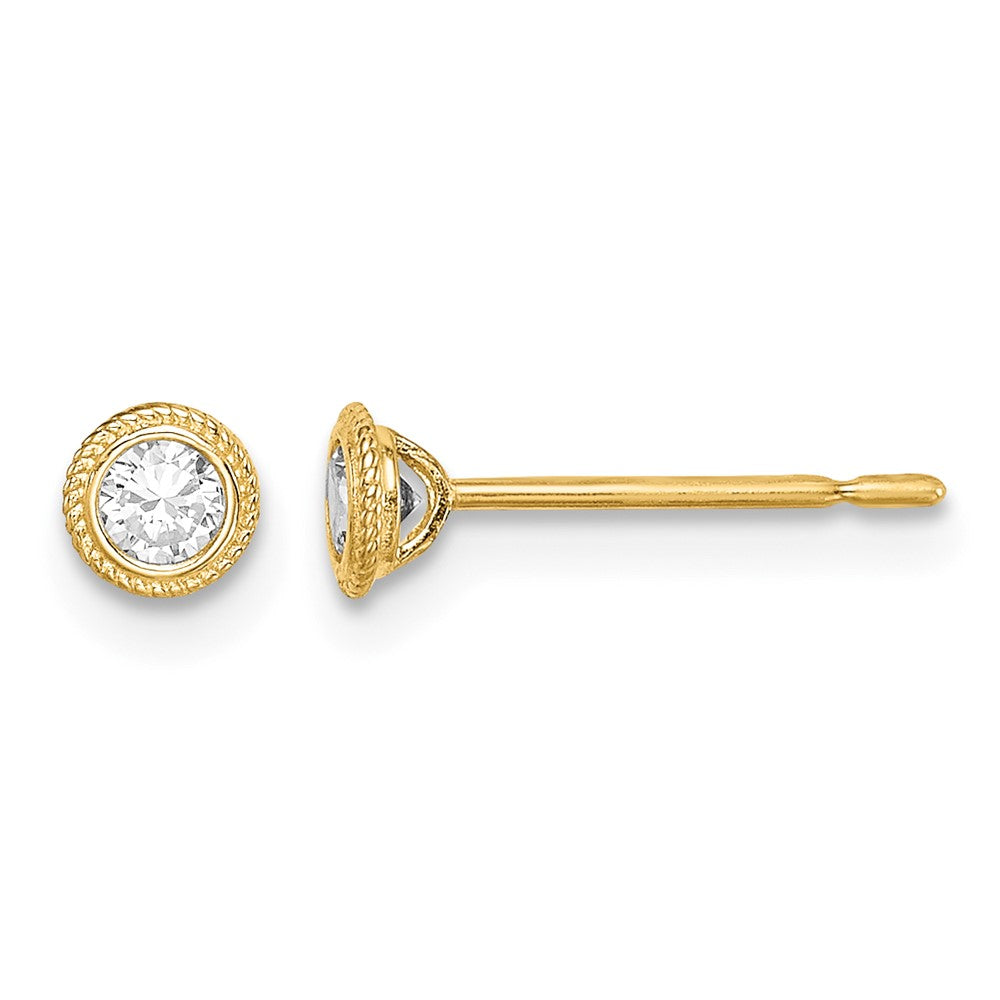 14k Madi K Round CZ Milgrain Bezel Post Earrings