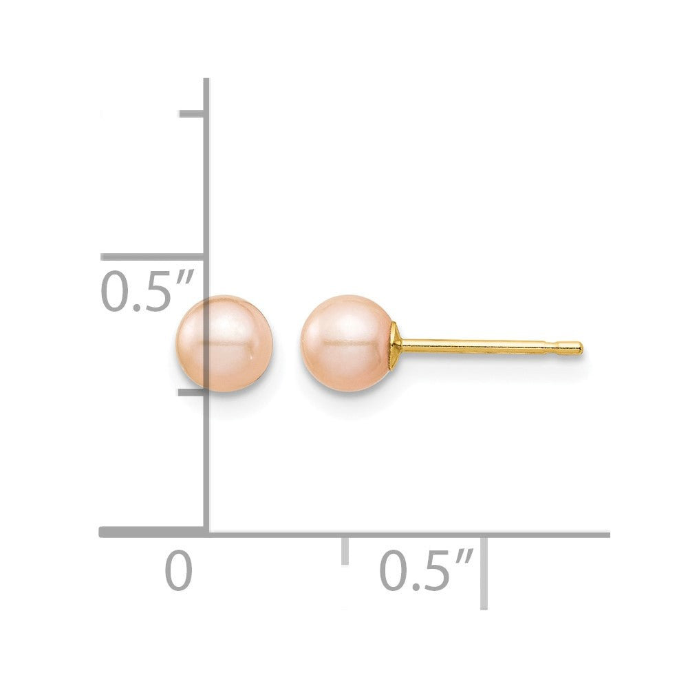 14k Madi K 4-5mm Pink Round Freshwater Cultured Pearl Stud Post Earrings