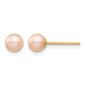 14k Madi K 4-5mm Pink Round Freshwater Cultured Pearl Stud Post Earrings