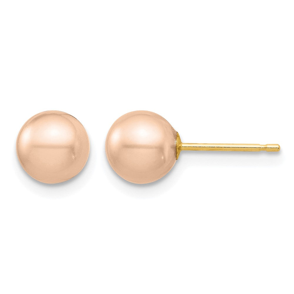 14K Madi K 6-7mm Pink Round Freshwater Cultured Pearl Stud Post Earrings