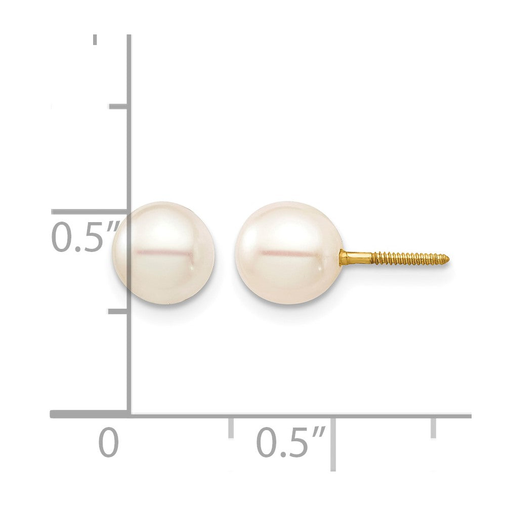 14K Madi K 6-7 White Round FW Cultured Pearl Stud Post Screwback Earrings