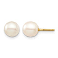 14K Madi K 6-7 White Round FW Cultured Pearl Stud Post Screwback Earrings