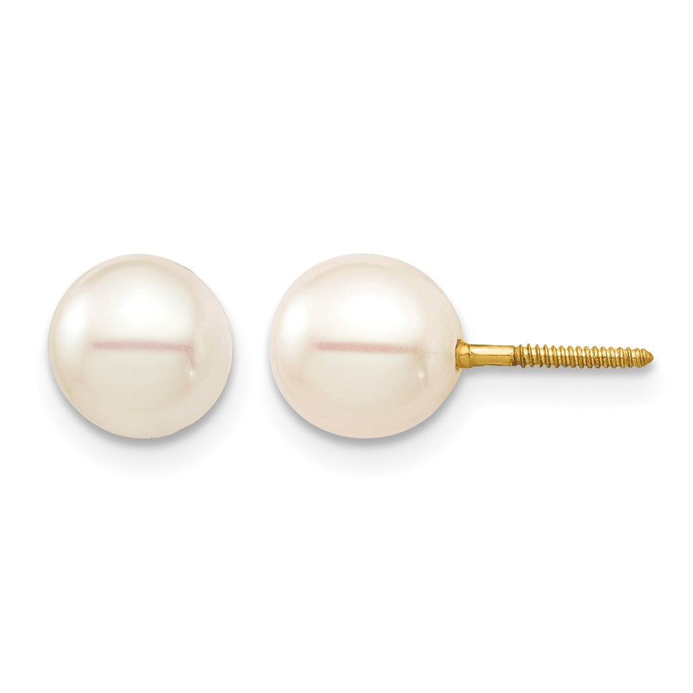 14K Madi K 6-7 White Round FW Cultured Pearl Stud Post Screwback Earrings
