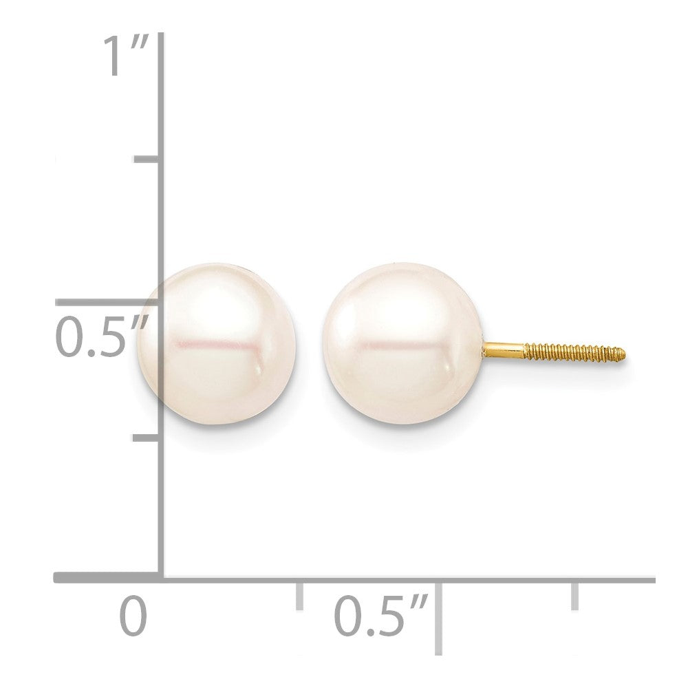14K Madi K 7-8mm White Round Freshwater Cultured Pearl Screwback Earrings