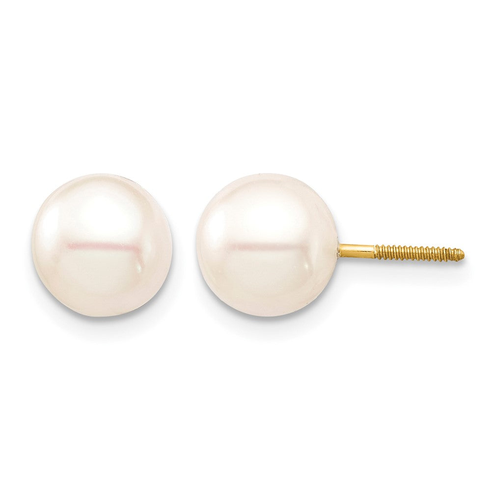 14K Madi K 7-8mm White Round Freshwater Cultured Pearl Screwback Earrings