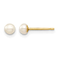 14k Madi K 3-4mm White Button Freshwater Cultured Pearl Stud Post Earrings