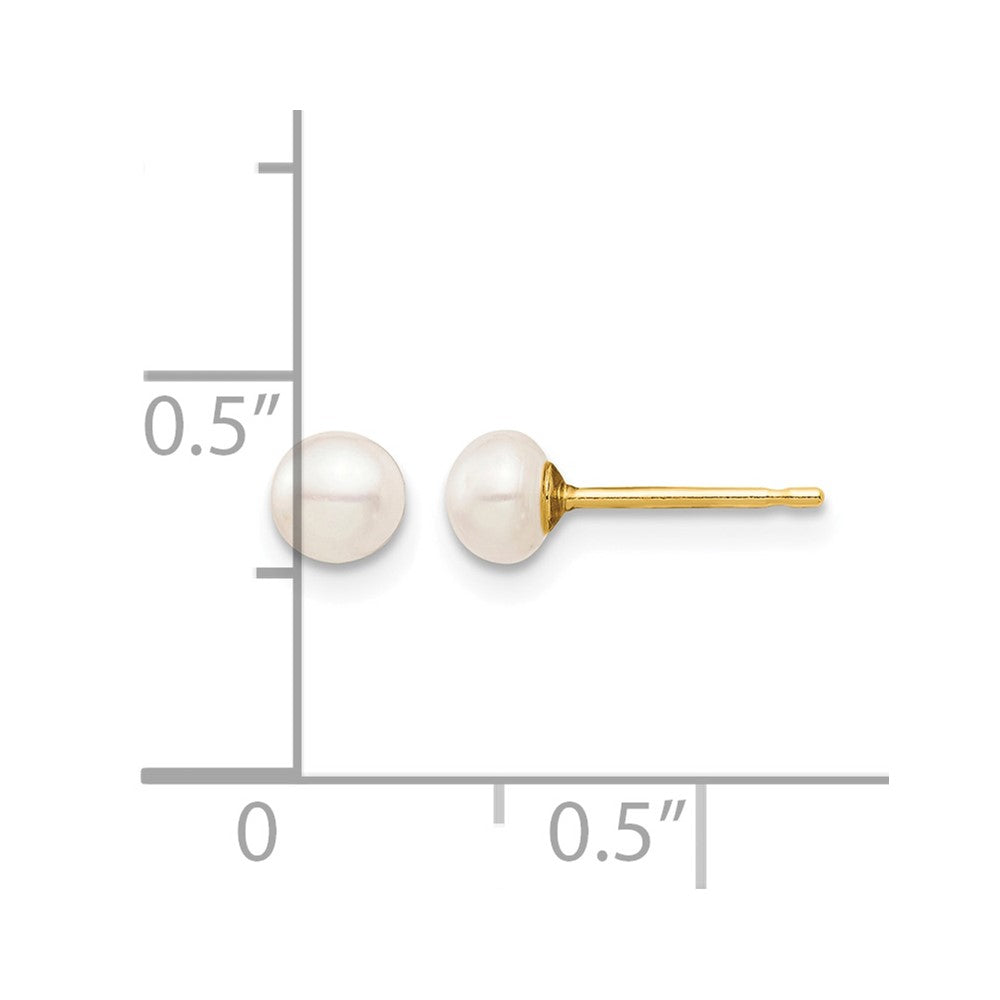 14k Madi K 4-5mm White Button Freshwater Cultured Pearl Stud Post Earrings