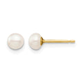 14k Madi K 4-5mm White Button Freshwater Cultured Pearl Stud Post Earrings