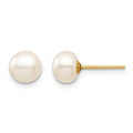 14k Madi K 6-7mm White Button Freshwater Cultured Pearl Stud Post Earrings