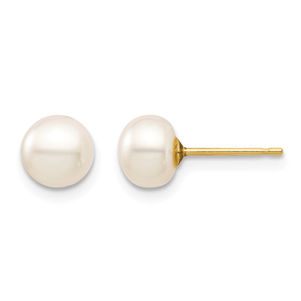 14k Madi K 6-7mm White Button Freshwater Cultured Pearl Stud Post Earrings