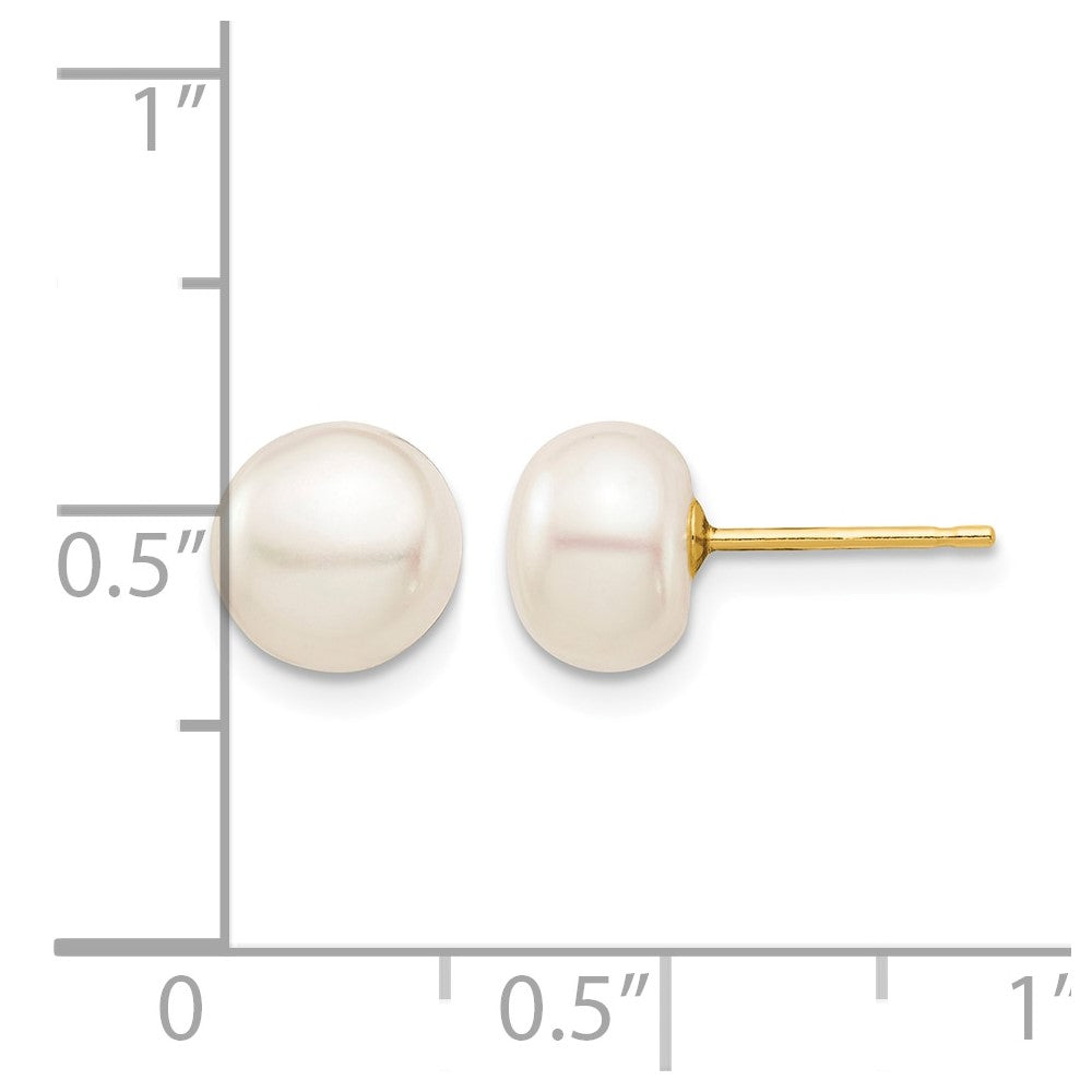 14k Madi K 7-8mm White Button Freshwater Cultured Pearl Stud Post Earrings