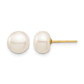 14k Madi K 7-8mm White Button Freshwater Cultured Pearl Stud Post Earrings