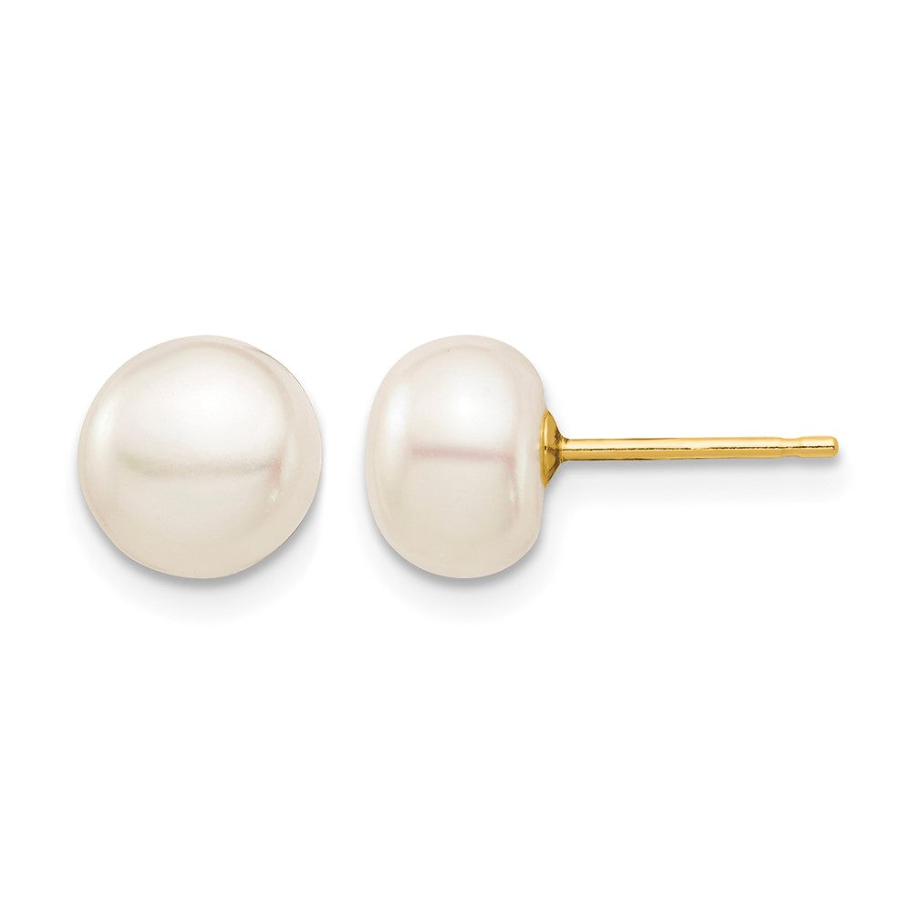 14k Madi K 7-8mm White Button Freshwater Cultured Pearl Stud Post Earrings