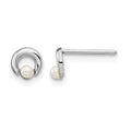 14k White Gold Madi K Button Freshwater Cultured Pearl Circle Post Earrings