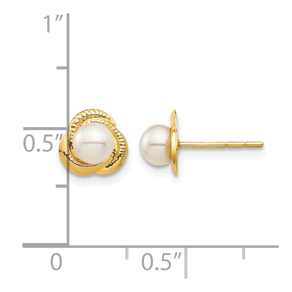 14K Madi K 4-5mm White Button Freshwater Cultured Pearl Post Earrings