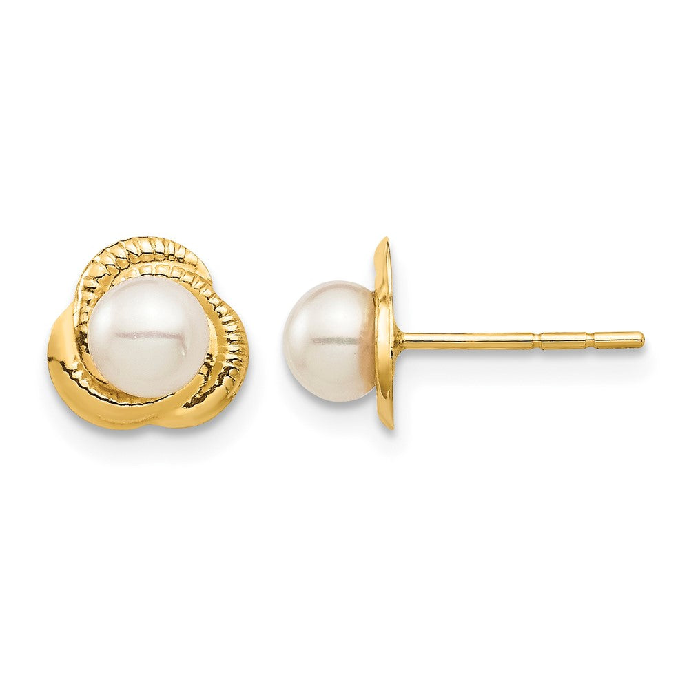 14K Madi K 4-5mm White Button Freshwater Cultured Pearl Post Earrings