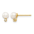 14K Madi K 4-5mm White Round FW Cultured Pearls CZ Post Earrings