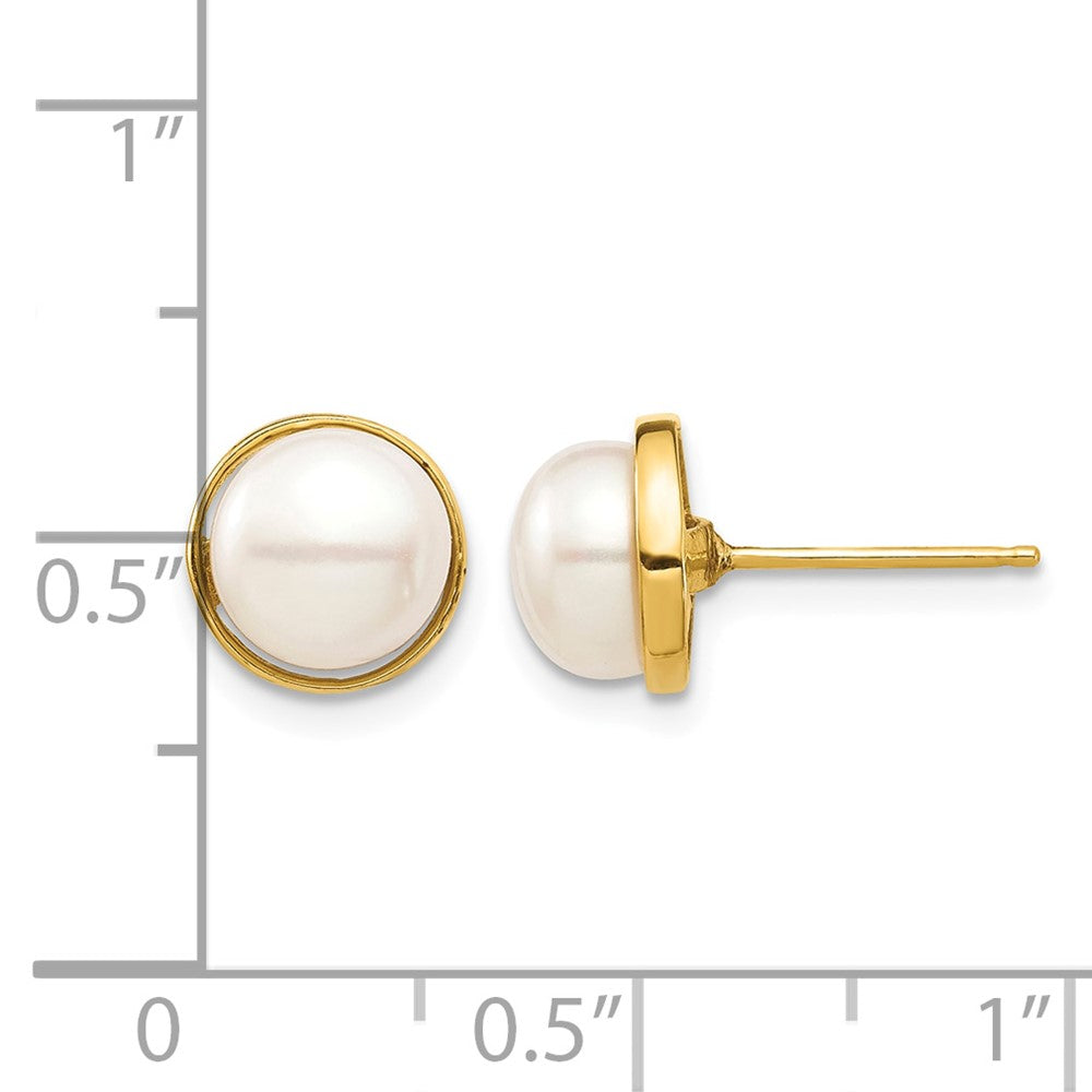14k Madi K 7-8mm White Button Freshwater Cultured Pearl Post Earrings
