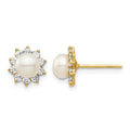14k Madi K 5-6mm White Button Freshwater Cultured Pearl CZ Post Earrings