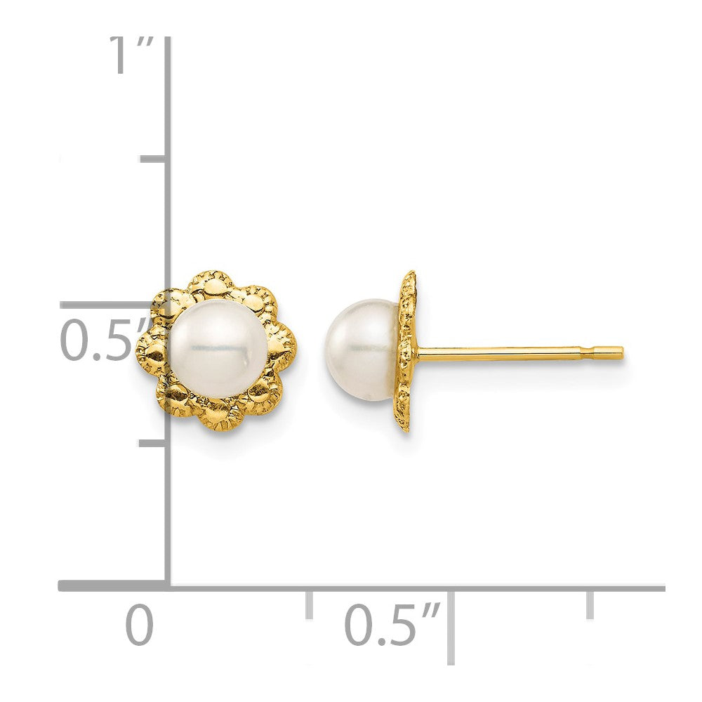 14K Madi K 4-5mm White Button Freshwater Cultured Pearl Post Earrings