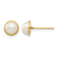 14K Madi K 5-6mm White Button Freshwater Cultured Pearl Post Earrings