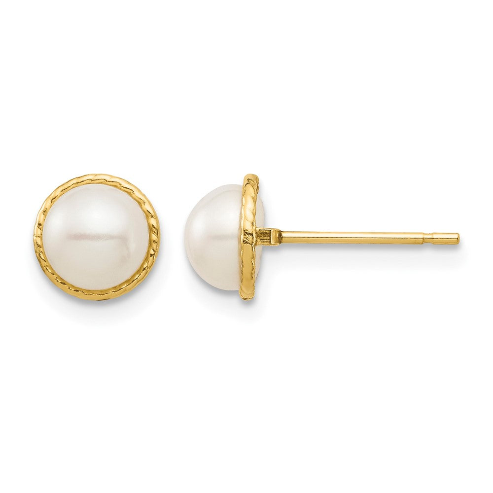 14K Madi K 5-6mm White Button Freshwater Cultured Pearl Post Earrings