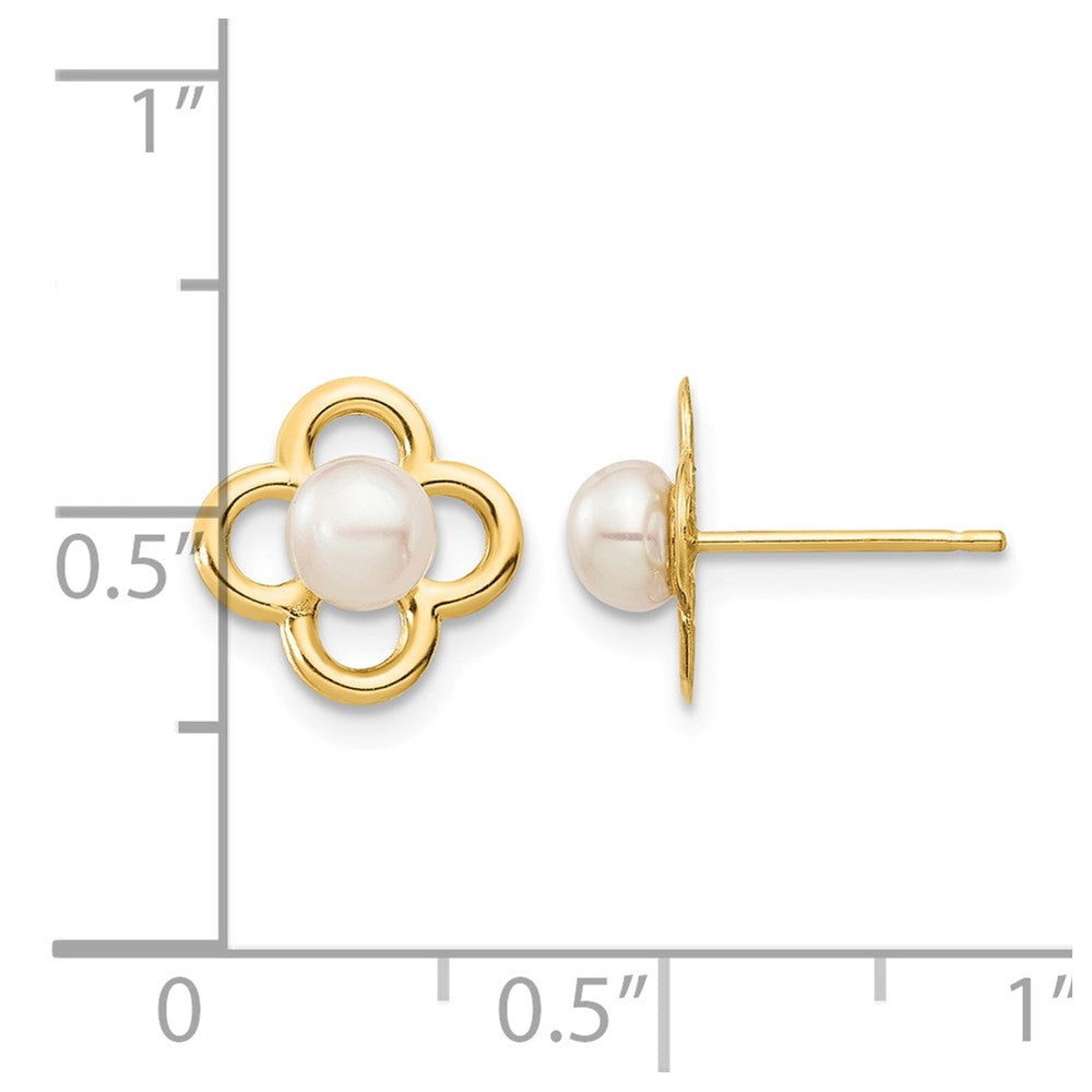 14K Madi K 4-5mm White Button Freshwater Cultured Pearl Post Earrings