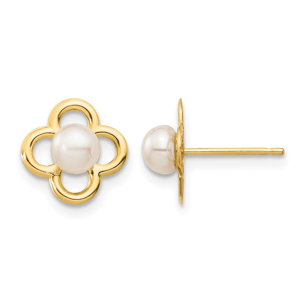 14K Madi K 4-5mm White Button Freshwater Cultured Pearl Post Earrings