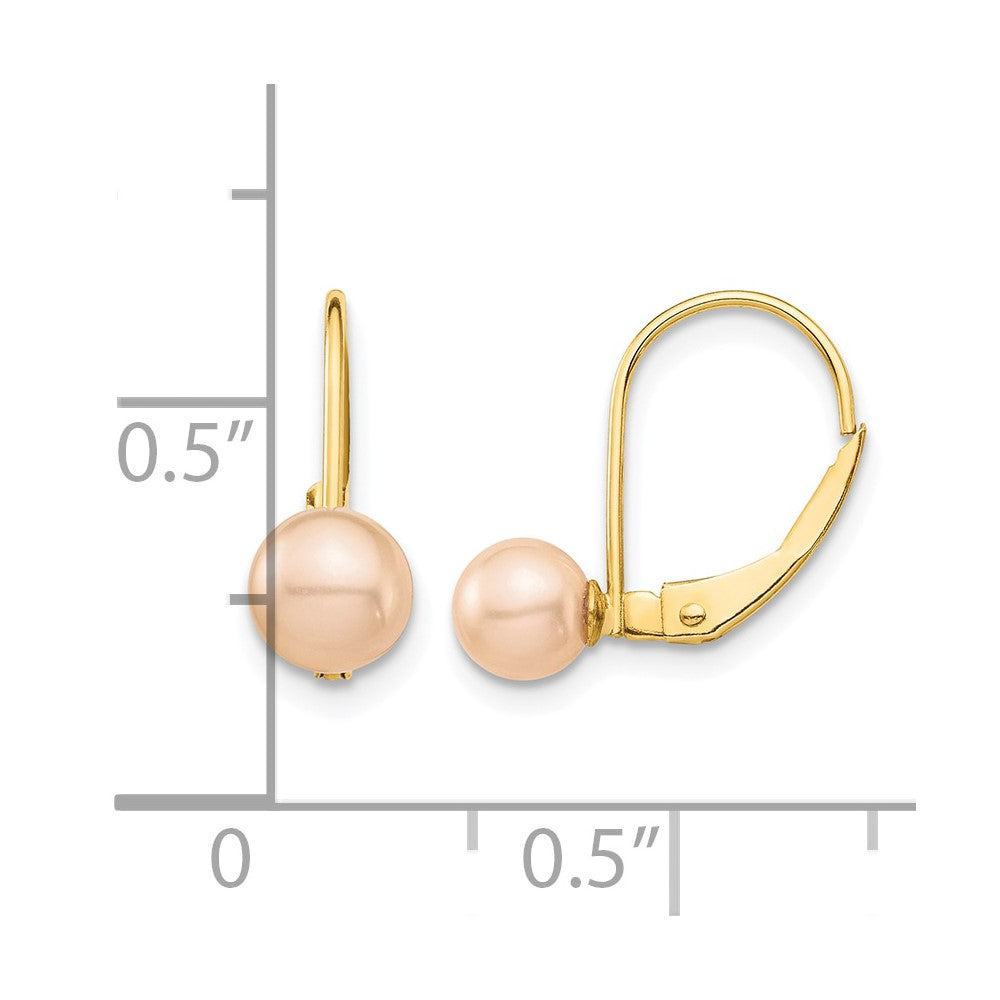14K Madi K 5-6mm Pink Round FW Cultured Pearl Leverback Earrings