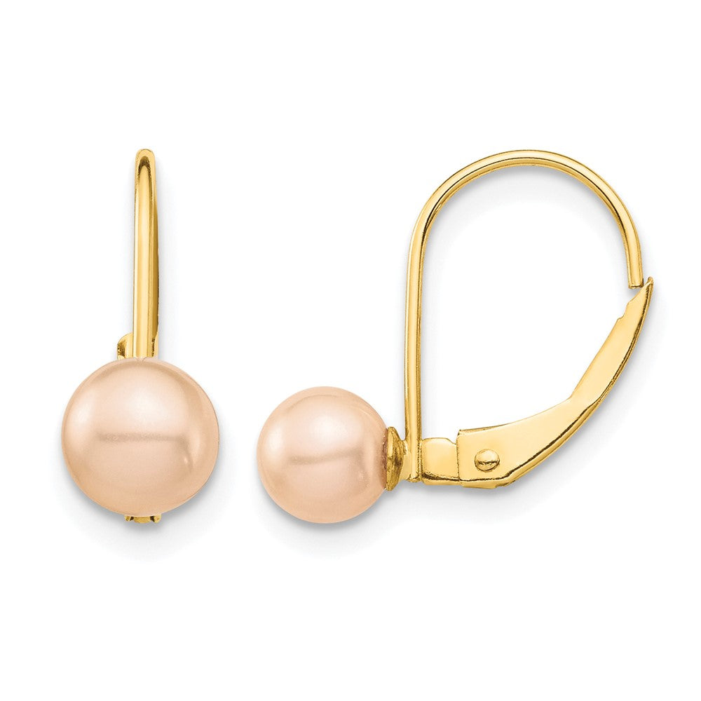 14K Madi K 5-6mm Pink Round FW Cultured Pearl Leverback Earrings