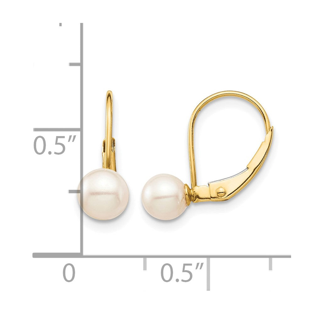 14K Madi K 5-6mm White Round FW Cultured Pearl Leverback Earrings