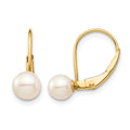14K Madi K 5-6mm White Round FW Cultured Pearl Leverback Earrings