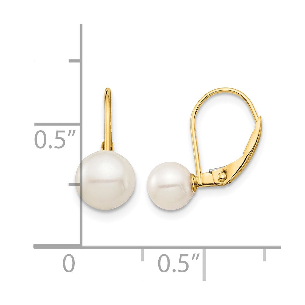 14K Madi K 6-7mm White Round FW Cultured Pearl Leverback Earrings