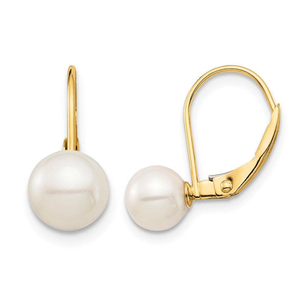 14K Madi K 6-7mm White Round FW Cultured Pearl Leverback Earrings