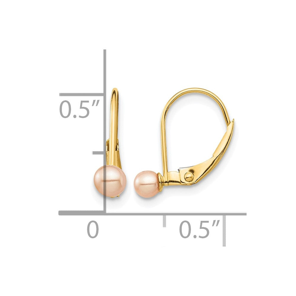 14K Madi K 3-4mm Pink Round FW Cultured Pearl Leverback Earrings