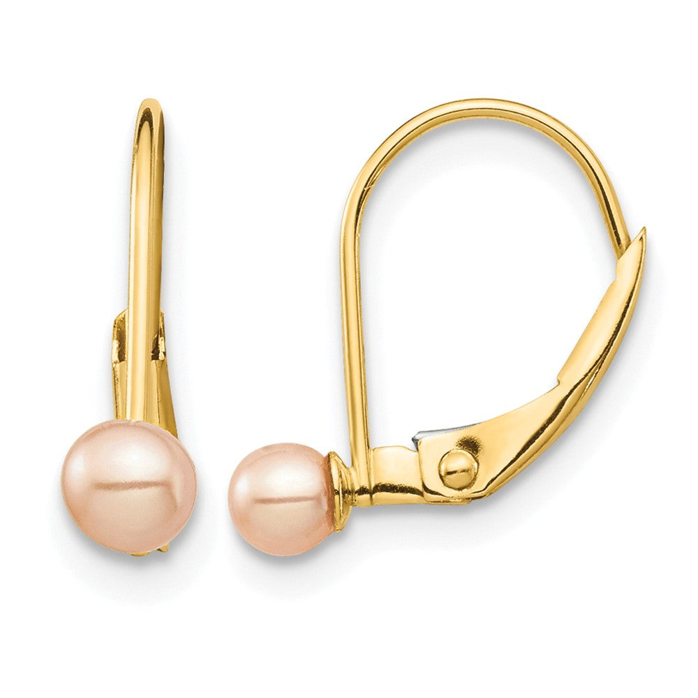 14K Madi K 3-4mm Pink Round FW Cultured Pearl Leverback Earrings
