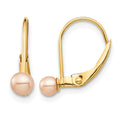 14K Madi K 3-4mm Pink Round FW Cultured Pearl Leverback Earrings