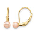 14K Madi K 4-5mm Pink Round FW Cultured Pearl Leverback Earrings