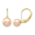 14K Madi K 6-7mm Pink Round FW Cultured Pearl Leverback Earrings