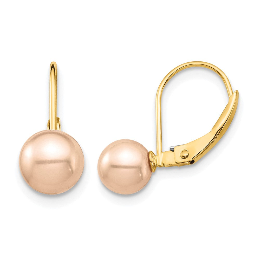 14K Madi K 6-7mm Pink Round FW Cultured Pearl Leverback Earrings