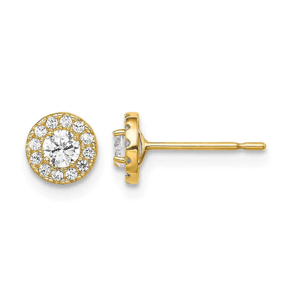14k Madi K CZ Halo Circle Post Earrings