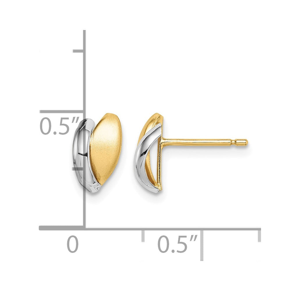 14k w/Rhodium Madi K Satin Leaf Post Earrings