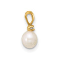 14K Madi K 4-5mm White Near Round Freshwater Cultured Pearl CZ Pendant