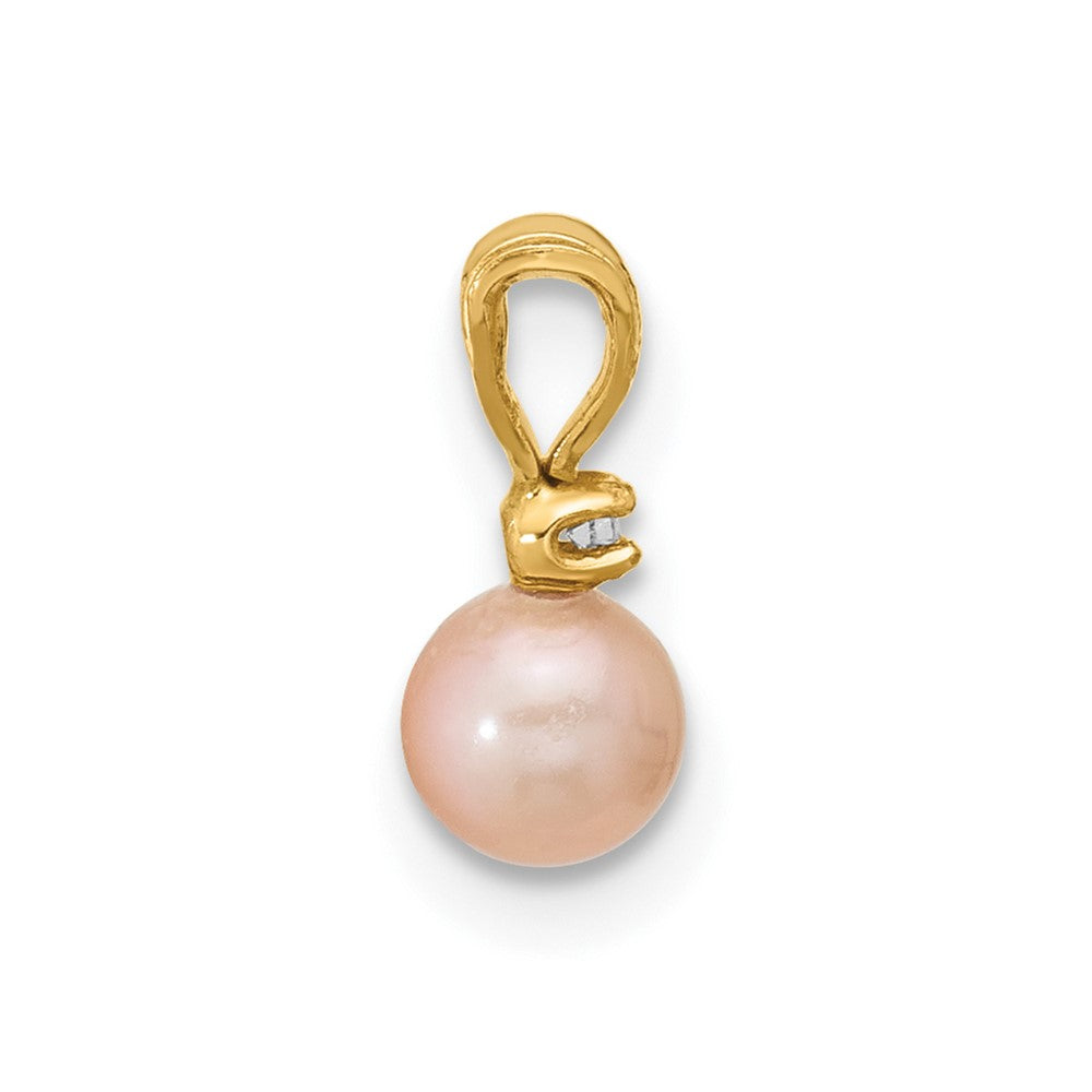 14K Madi K 4-5mm Pink Near Round Freshwater Cultured Pearl CZ Pendant
