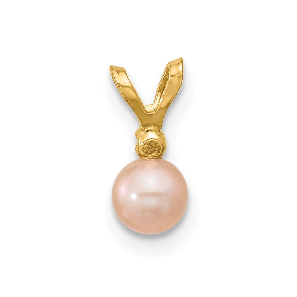 14K Madi K 4-5mm Pink Near Round Freshwater Cultured Pearl CZ Pendant
