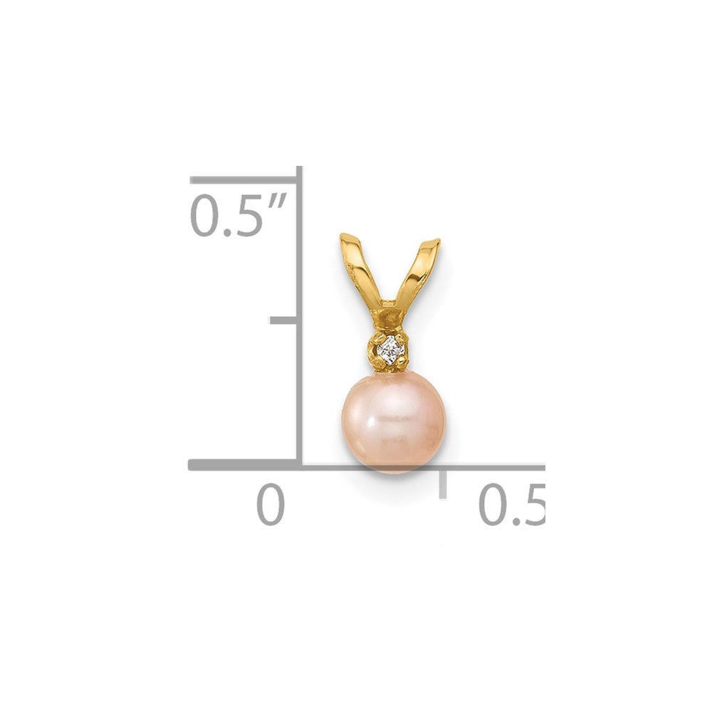 14K Madi K 4-5mm Pink Near Round Freshwater Cultured Pearl CZ Pendant